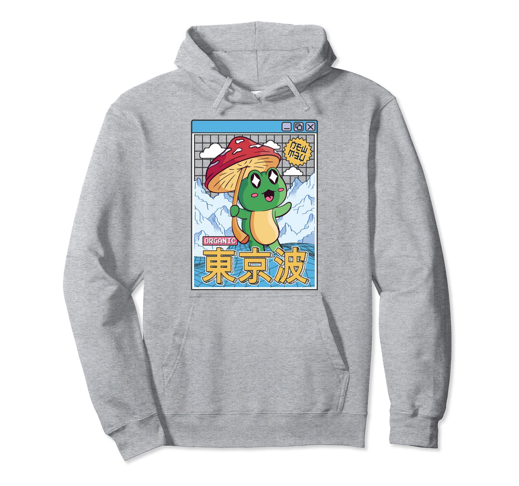 Happy Frog Mushroom Kawaii Hoodie - Casual Everyday Wear Men Women - T-Shirt, Sweatshirt, Hoodie