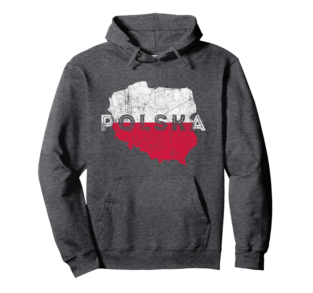 Polish Map And Flag Souvenir Distressed Hoodie - Custom Art Print Unisex - T-Shirt, Sweatshirt, Hoodie