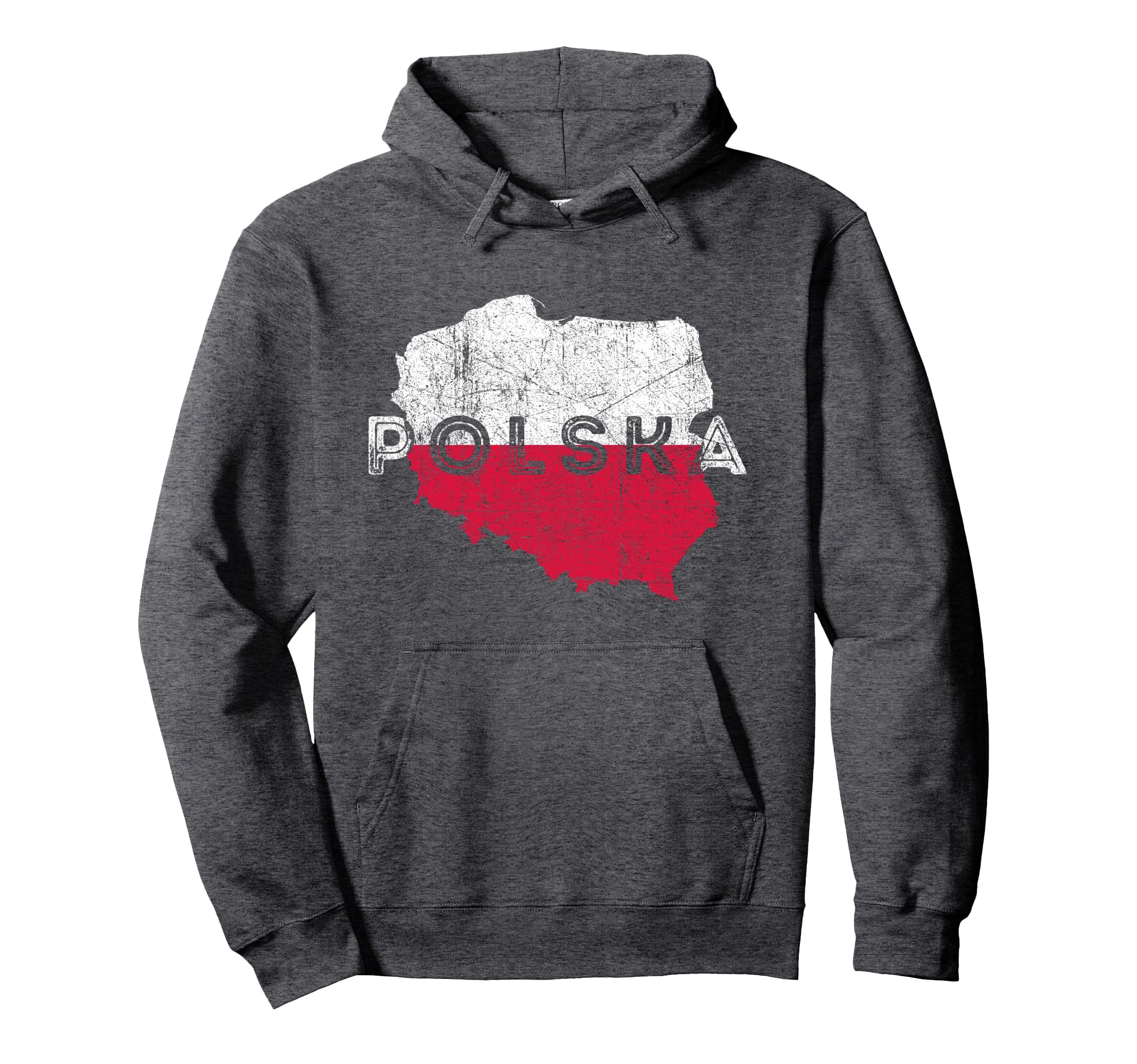 Polish Map And Flag Souvenir Distressed Hoodie - Custom Art Print Unisex - T-Shirt, Sweatshirt, Hoodie