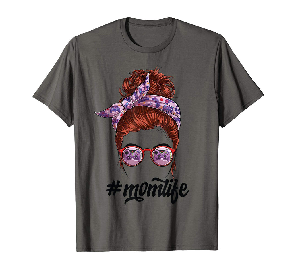 Mom Life Messy Bun Gamer Video T-Shirt - Fun Novelty Design for Adults - T-Shirt, Sweatshirt, Hoodie