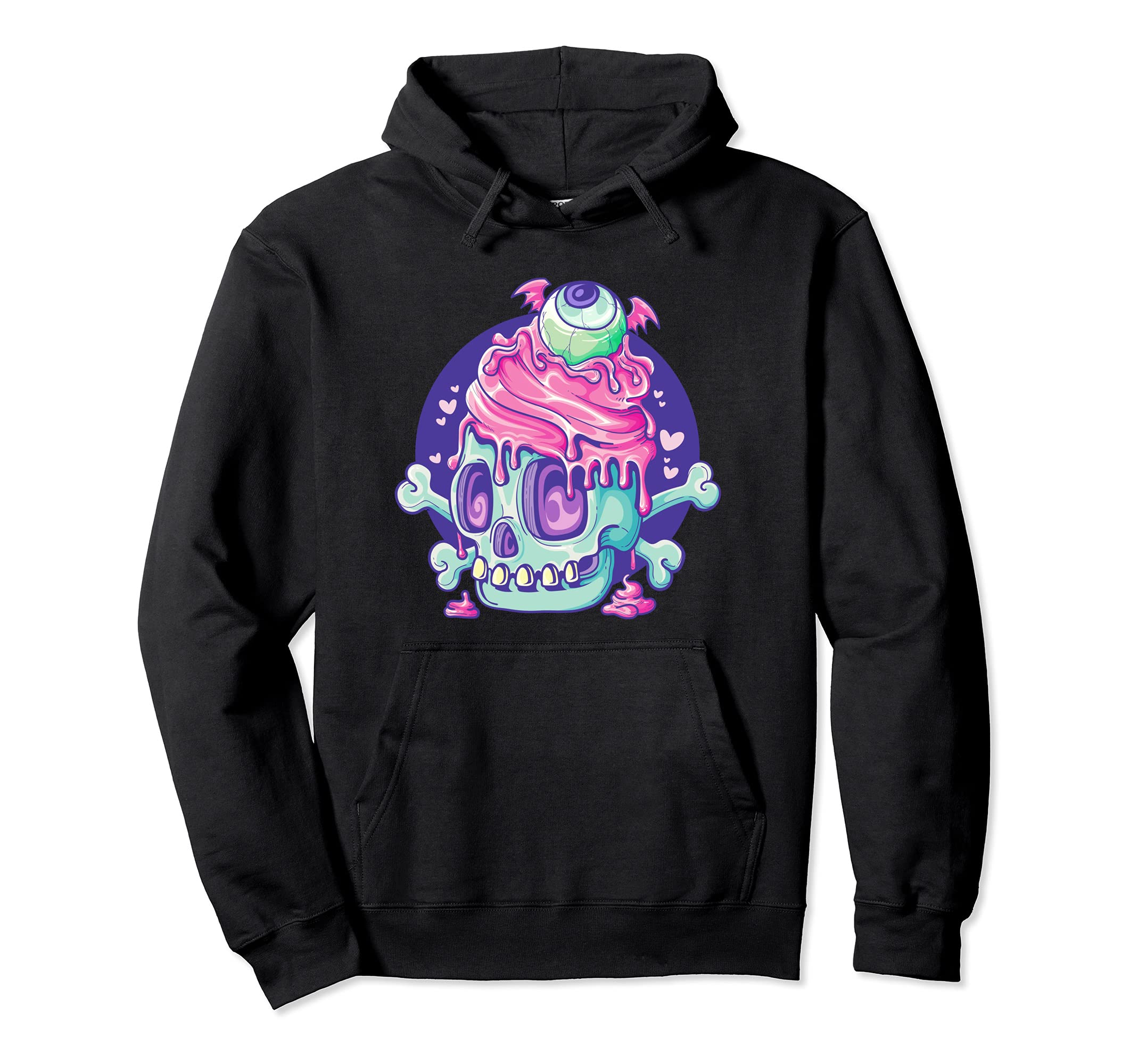 Kawaii Pastel Goth Creepy Cupcake Skull Hoodie - Unique Graphic Unisex - T-Shirt, Sweatshirt, Hoodie