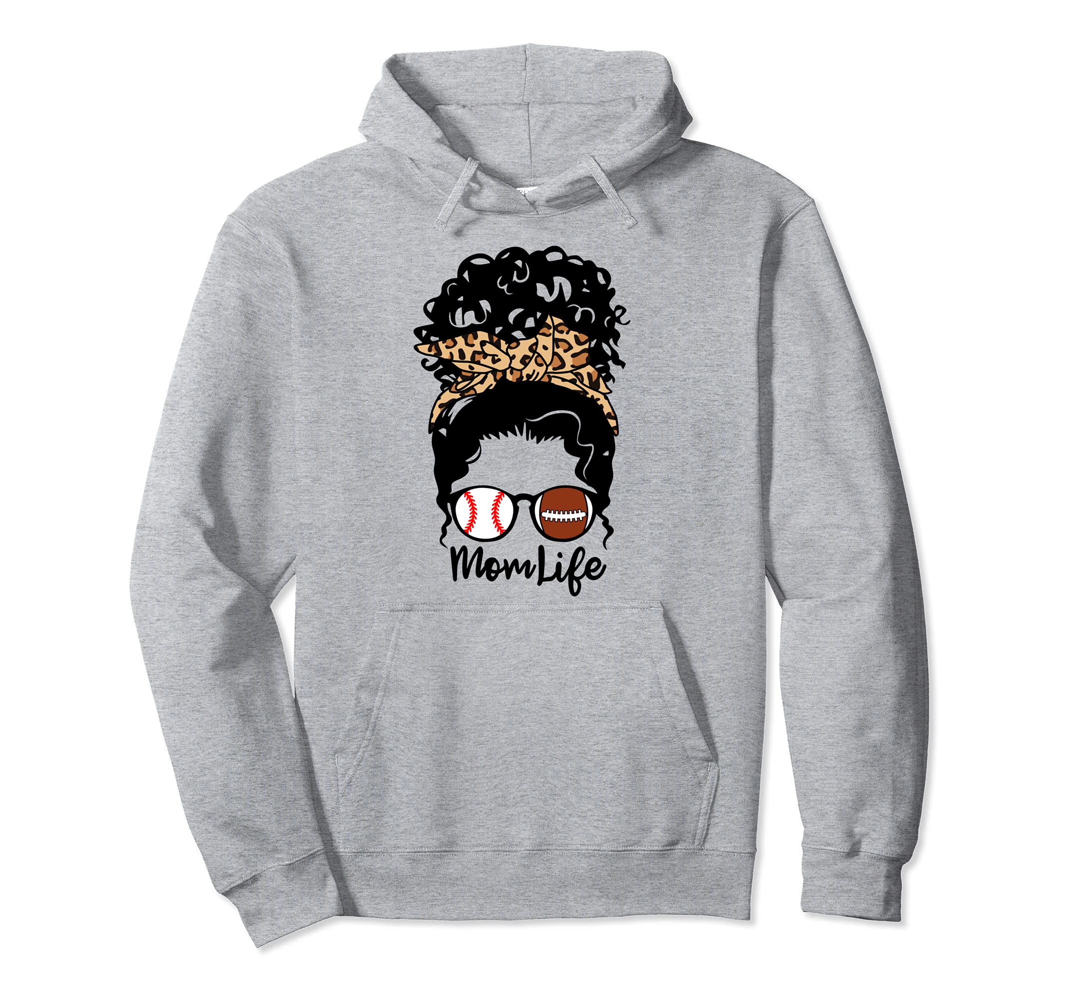 Mom Life Messy Bun Curly Hair Hoodie - Aesthetic Graphic for Adults - T-Shirt, Sweatshirt, Hoodie