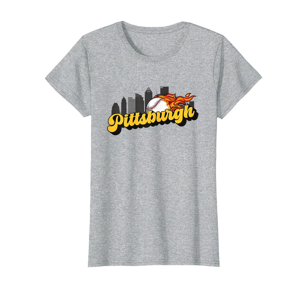Pittsburgh Baseball City Skyline Baseball T-Shirt - Unique Graphic Unisex - T-Shirt, Sweatshirt, Hoodie
