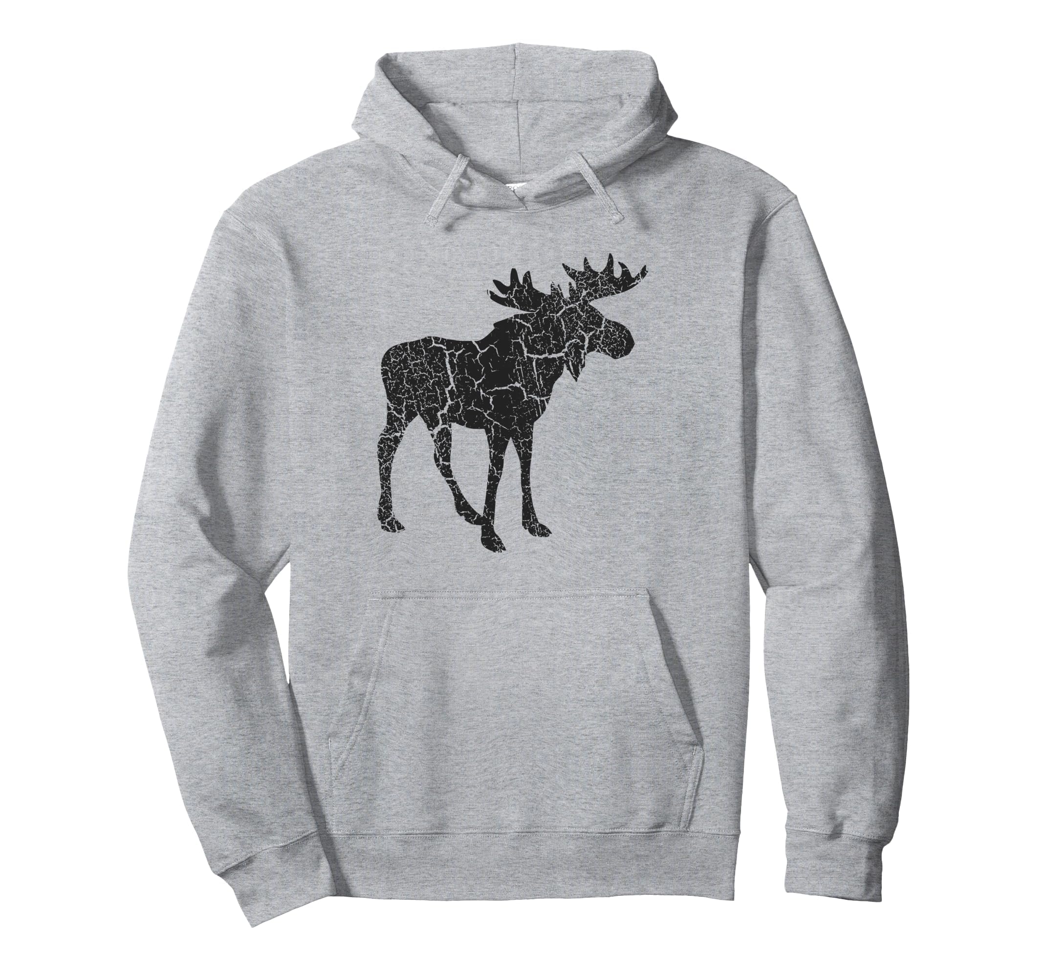 Moose Distressed Moose Hoodie - Trendy Graphic for Adults - T-Shirt, Sweatshirt, Hoodie