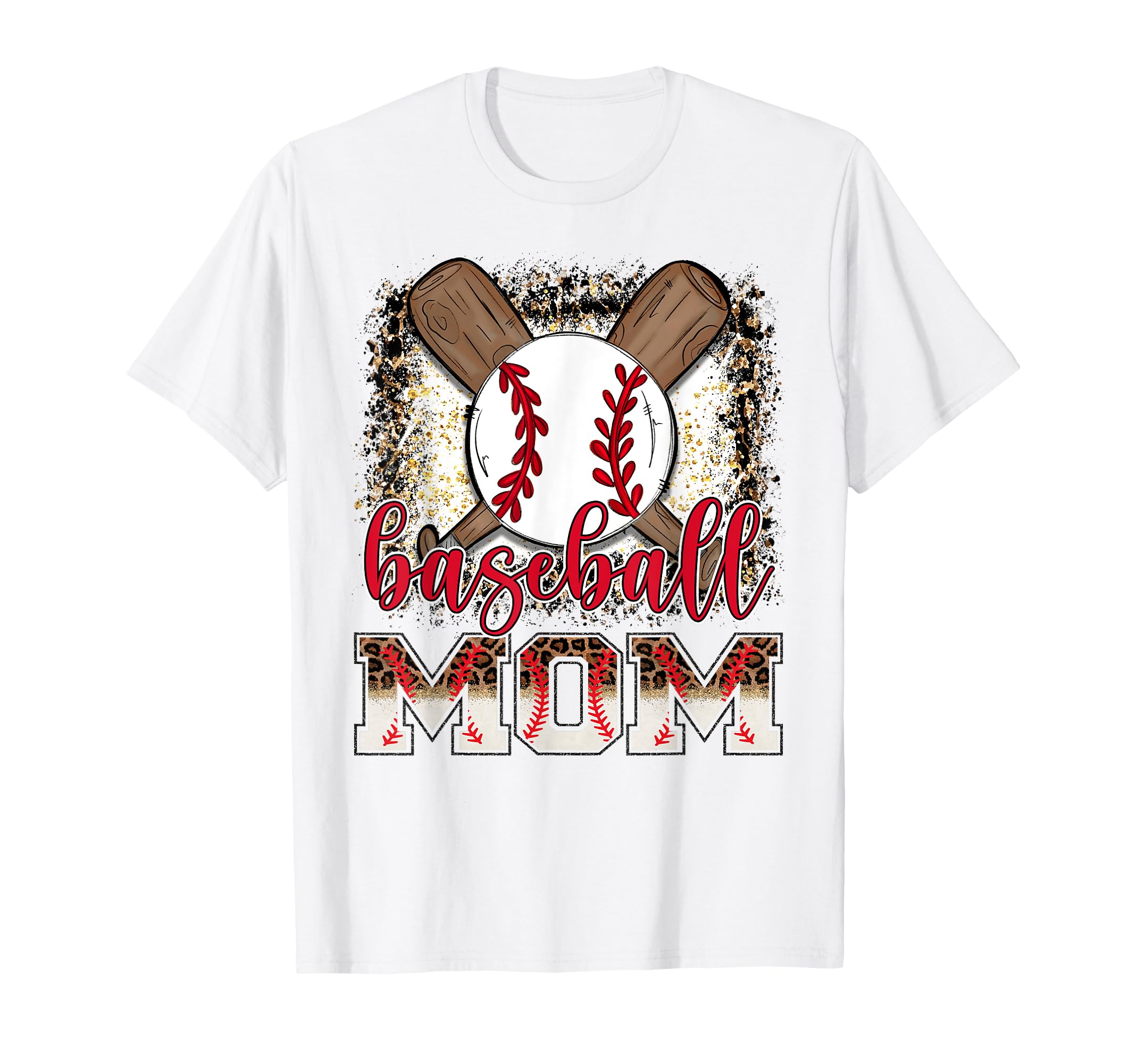 Baseball Mom Leopard Proud Ball Mom T-Shirt - Graphic Print Men Women - T-Shirt, Sweatshirt, Hoodie