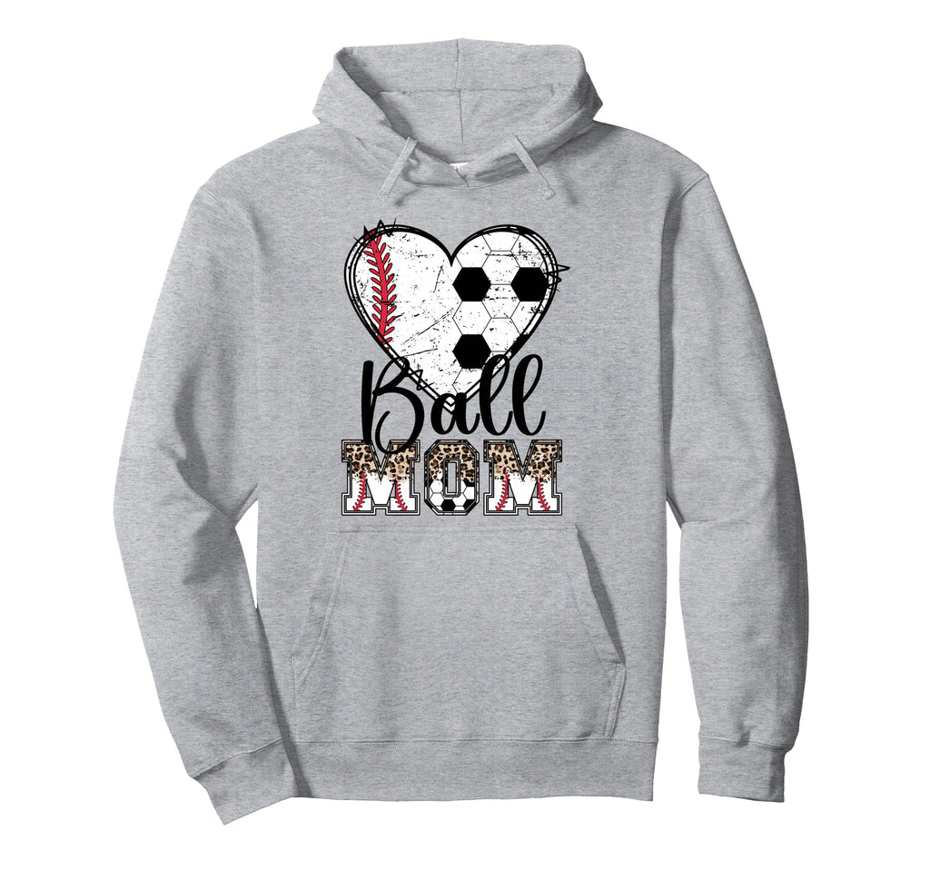 Ball Mom Heart Soccer Baseball Mom Hoodie - Streetwear Style Unisex - T-Shirt, Sweatshirt, Hoodie