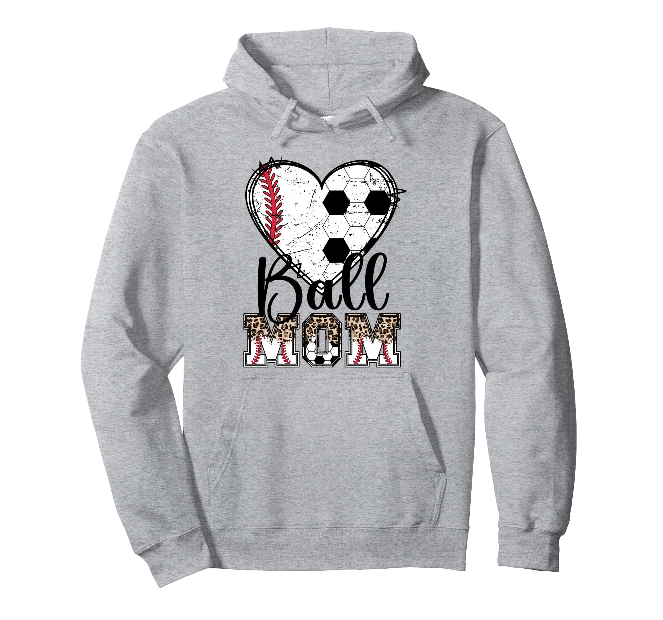 Ball Mom Heart Soccer Baseball Mom Hoodie - Streetwear Style Unisex - T-Shirt, Sweatshirt, Hoodie