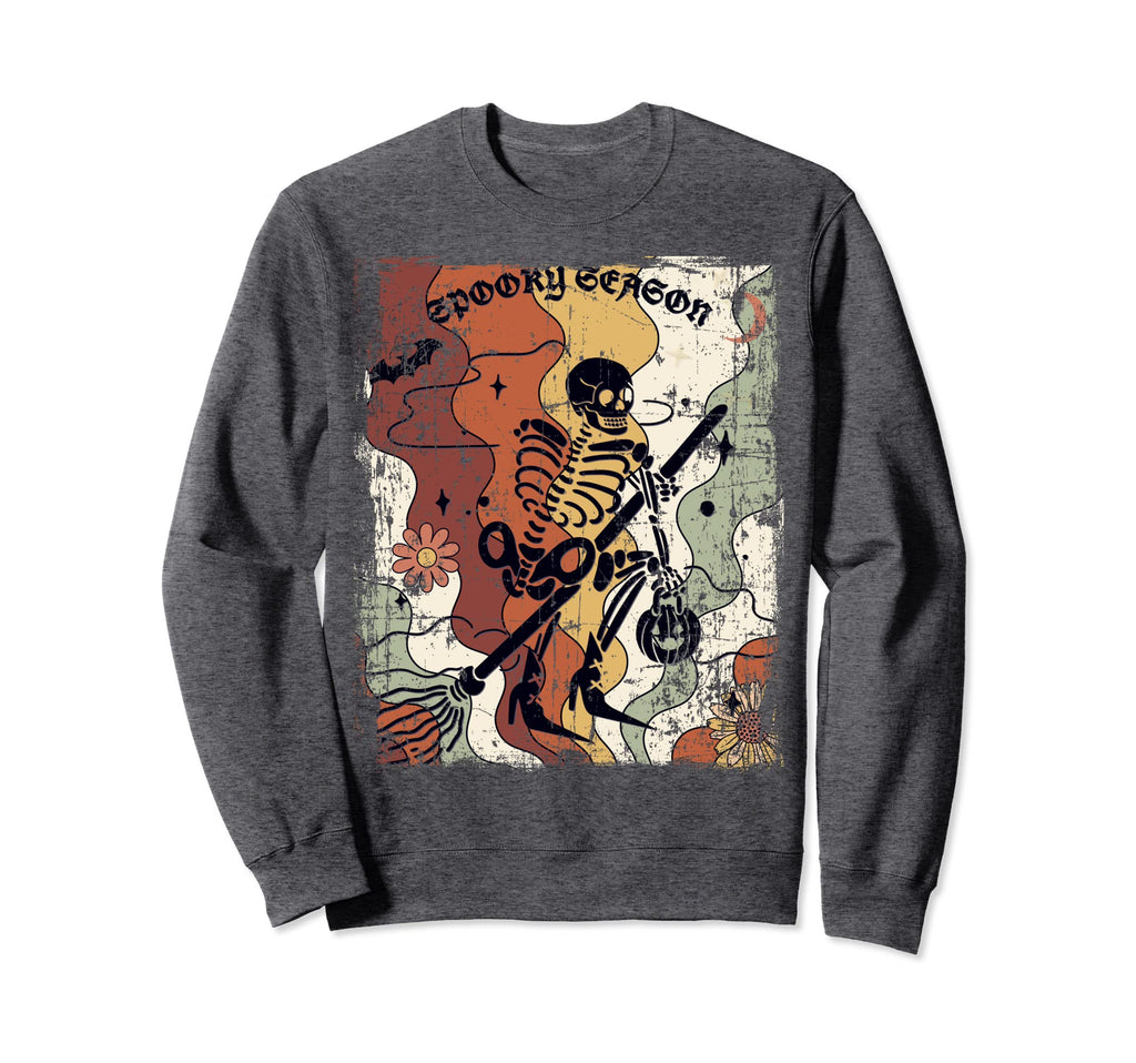 Boho Spooky Season Skeleton Halloween Sweatshirt - Trendy Graphic Unisex - T-Shirt, Sweatshirt, Hoodie