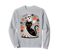 Boho Halloween Cat Ghost Spooky Sweatshirt - Streetwear Style Men Women - T-Shirt, Sweatshirt, Hoodie