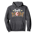 Ball Mom Leopard Funny Football Baseball Hoodie - Trendy Graphic Unisex - T-Shirt, Sweatshirt, Hoodie