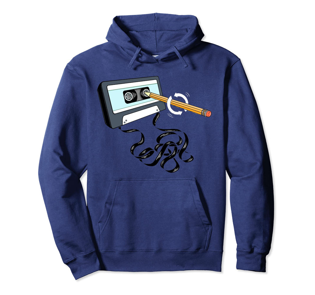 Music 80S 90S Pencil Winding Up Cassette Hoodie - Trendy Graphic Unisex - T-Shirt, Sweatshirt, Hoodie