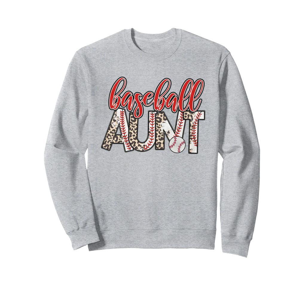 Womens Baseball Aunt Leopard Softball Sweatshirt - Aesthetic Graphic Unisex - T-Shirt, Sweatshirt, Hoodie