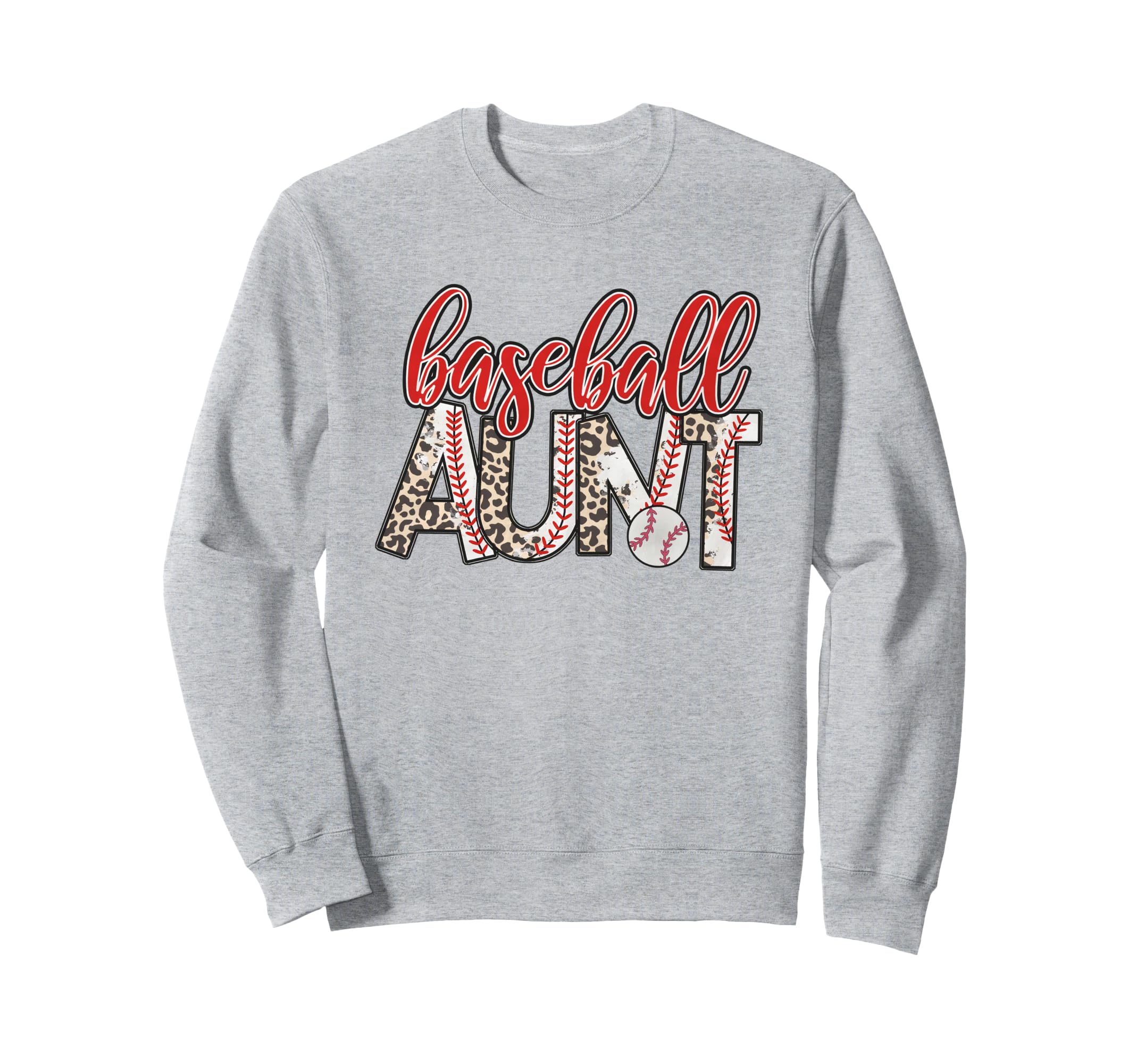 Womens Baseball Aunt Leopard Softball Sweatshirt - Aesthetic Graphic Unisex - T-Shirt, Sweatshirt, Hoodie