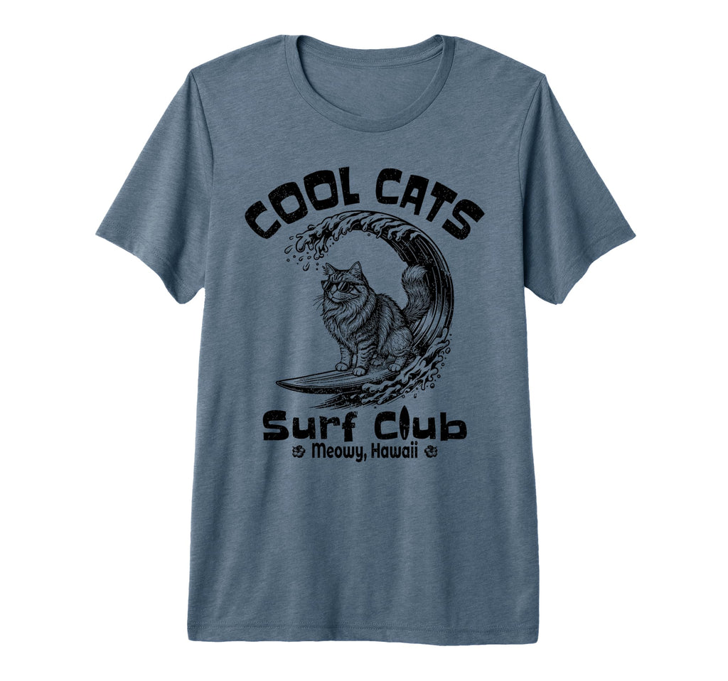 Cats Surf Club Meowy Hawaii Tri Blend T-Shirt - Unique Graphic Unisex - T-Shirt, Sweatshirt, Hoodie