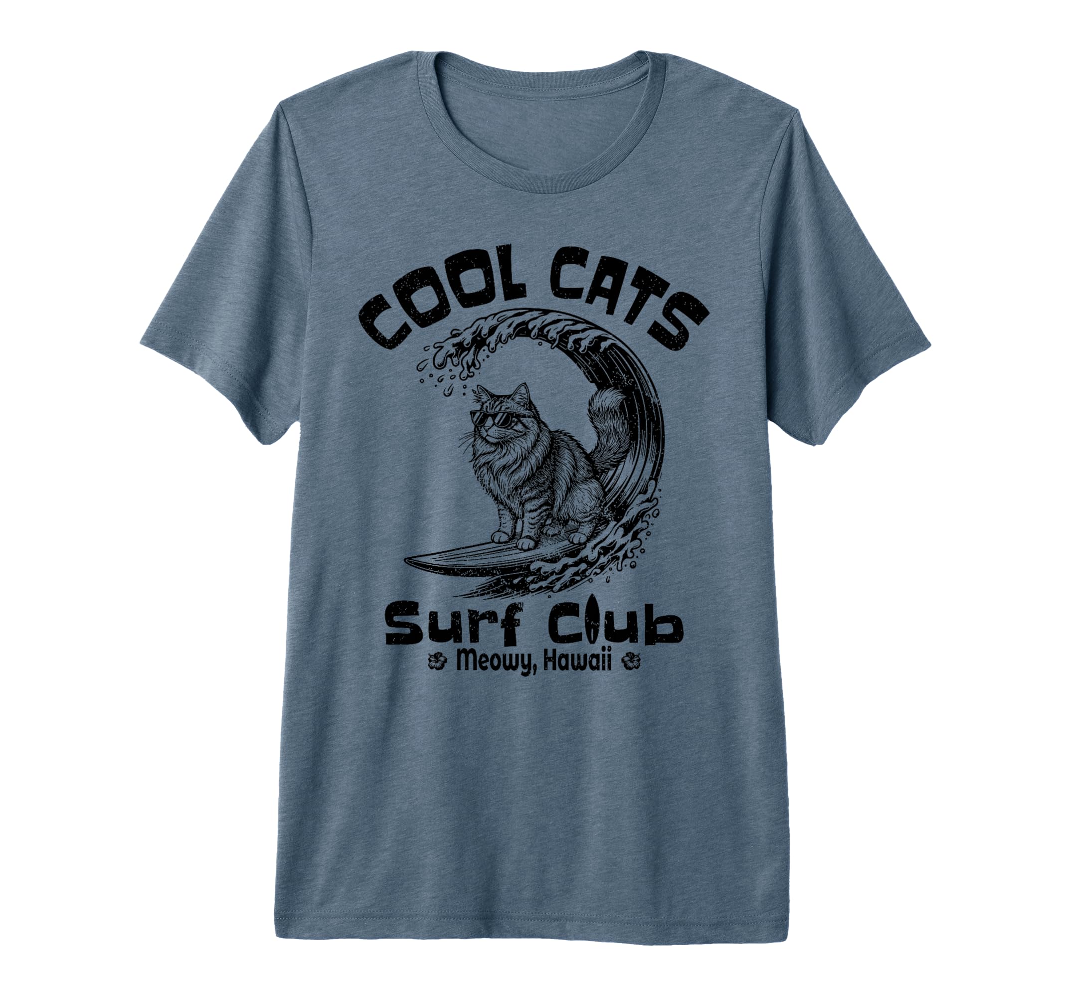 Cats Surf Club Meowy Hawaii Tri Blend T-Shirt - Unique Graphic Unisex - T-Shirt, Sweatshirt, Hoodie