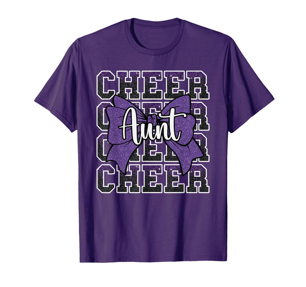 Cheer Aunt Auntie Bow Sport T-Shirt - Fun Novelty Design Unisex - T-Shirt, Sweatshirt, Hoodie