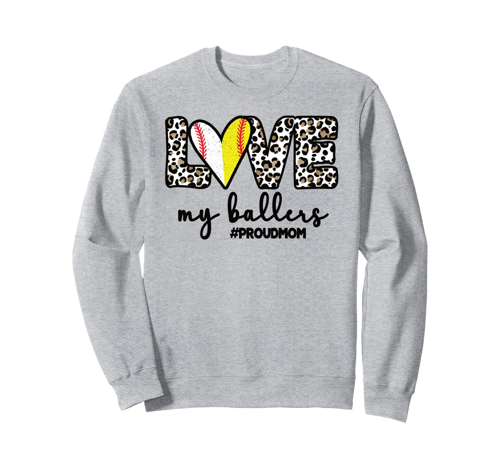 Proud Baller Mom Softball Baseball Sweatshirt - Custom Art Print Unisex - T-Shirt, Sweatshirt, Hoodie