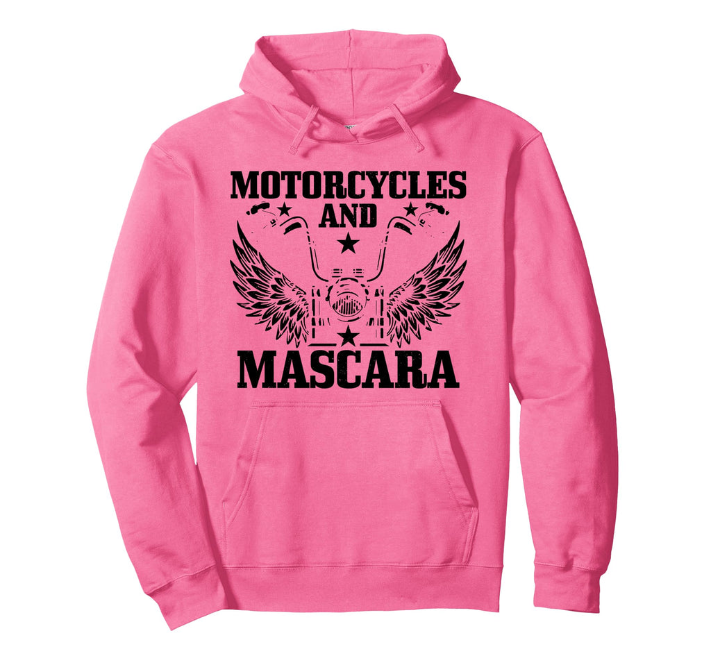 Motorcycles And Mascara Biker Funny Hoodie - Fun Novelty Design for Adults - T-Shirt, Sweatshirt, Hoodie