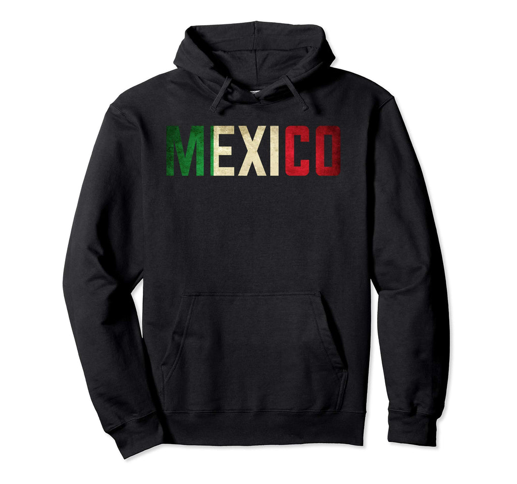 Mexico Mexican Flag Distressed Hoodie - Minimalist Print Men Women - T-Shirt, Sweatshirt, Hoodie