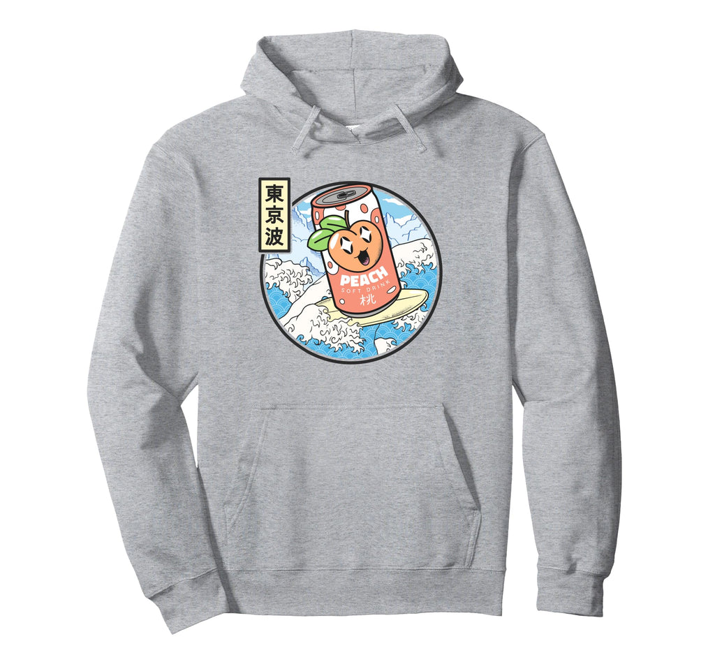 Surfing Peach Soda Japanese Waves Vaporwave Hoodie - Graphic Print Unisex - T-Shirt, Sweatshirt, Hoodie