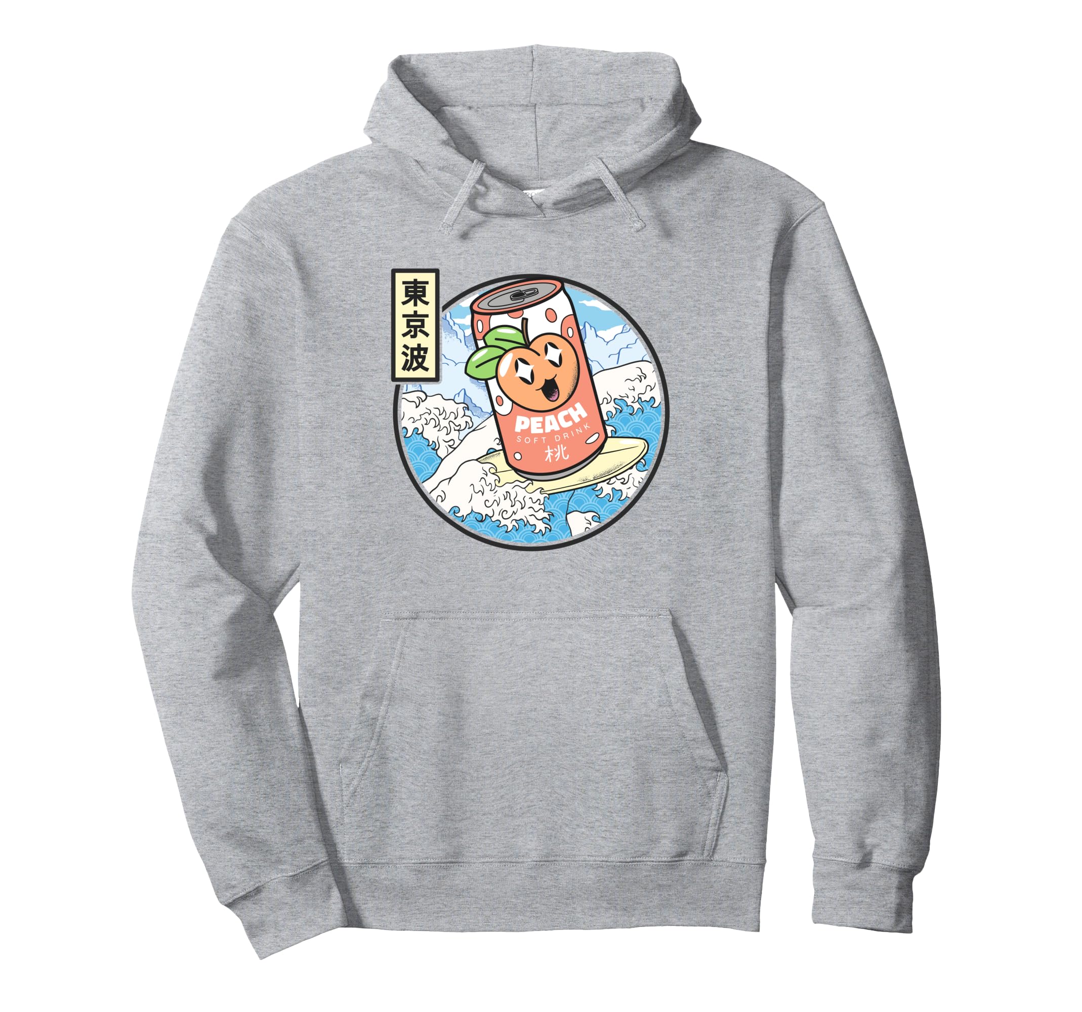 Surfing Peach Soda Japanese Waves Vaporwave Hoodie - Graphic Print Unisex - T-Shirt, Sweatshirt, Hoodie