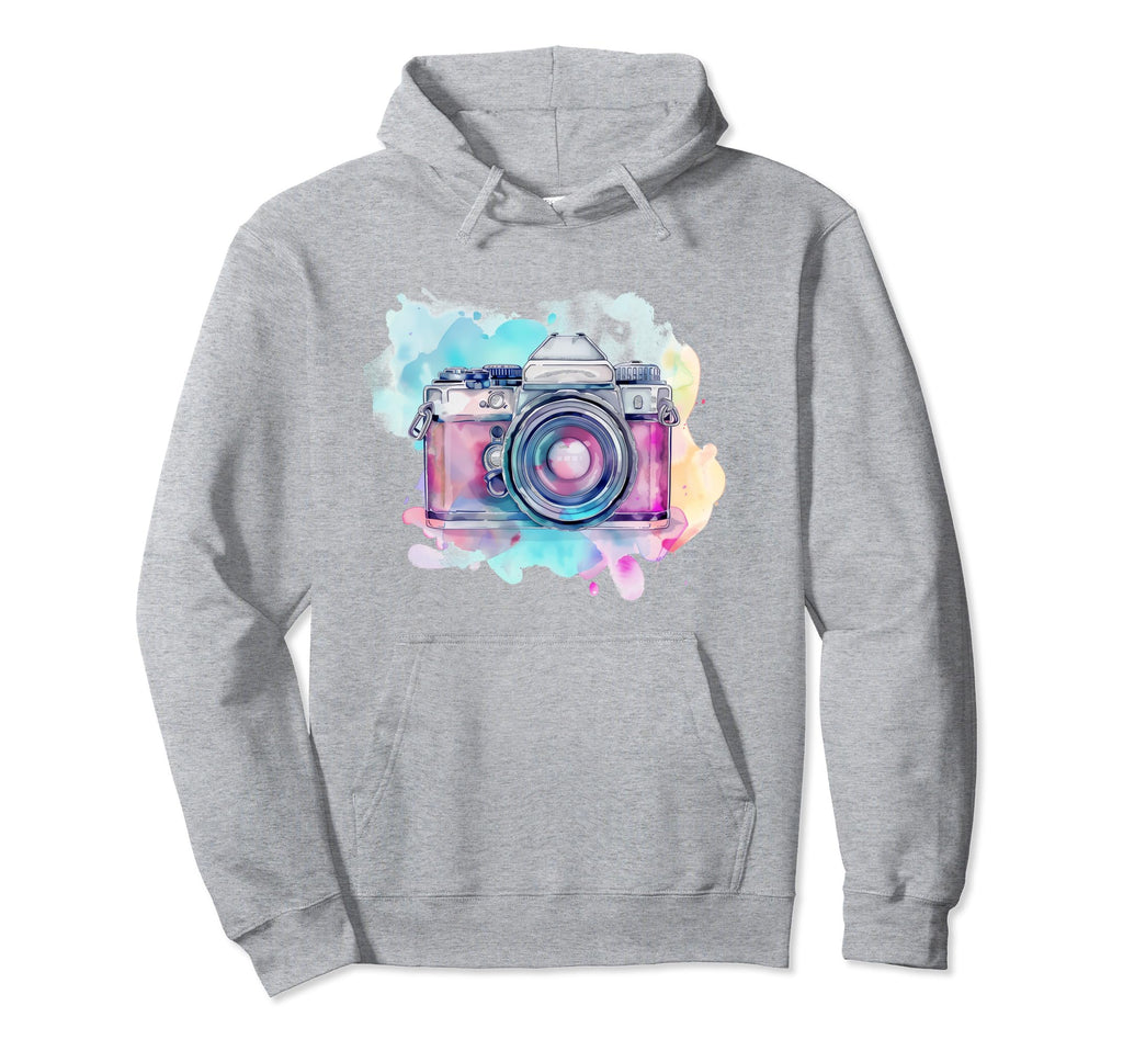 Camera Photography Watercolor Art Hoodie - Casual Everyday Wear Unisex - T-Shirt, Sweatshirt, Hoodie