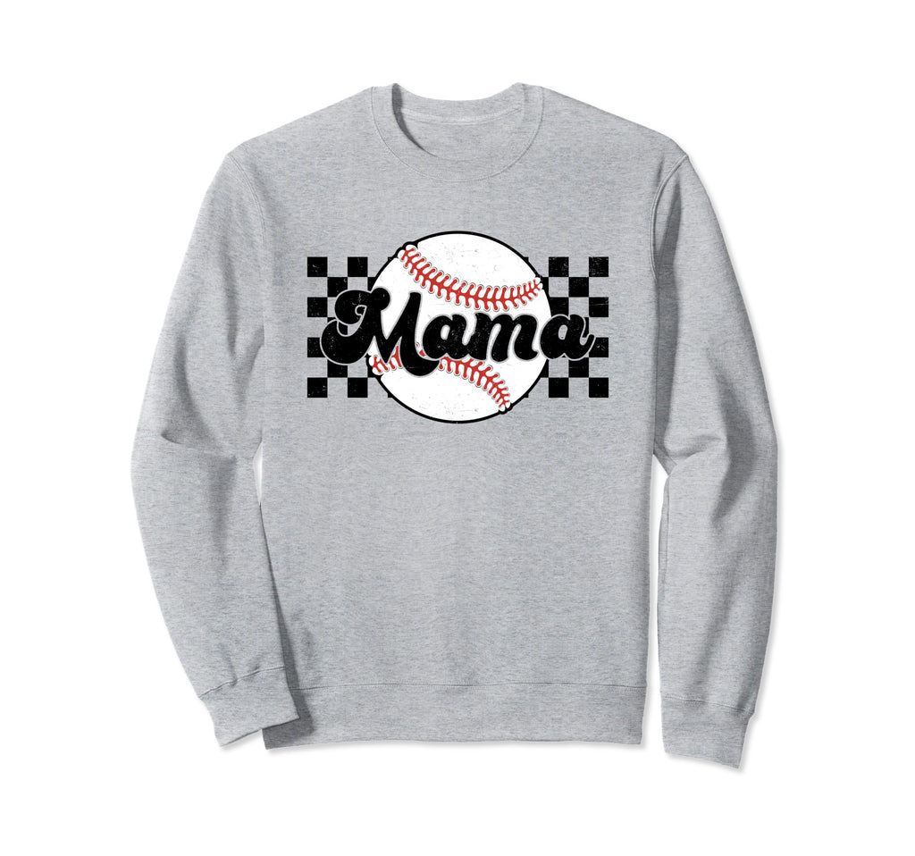 Checkered Baseball Mama Fun Baseball Sweatshirt - Custom Art Print Unisex - T-Shirt, Sweatshirt, Hoodie