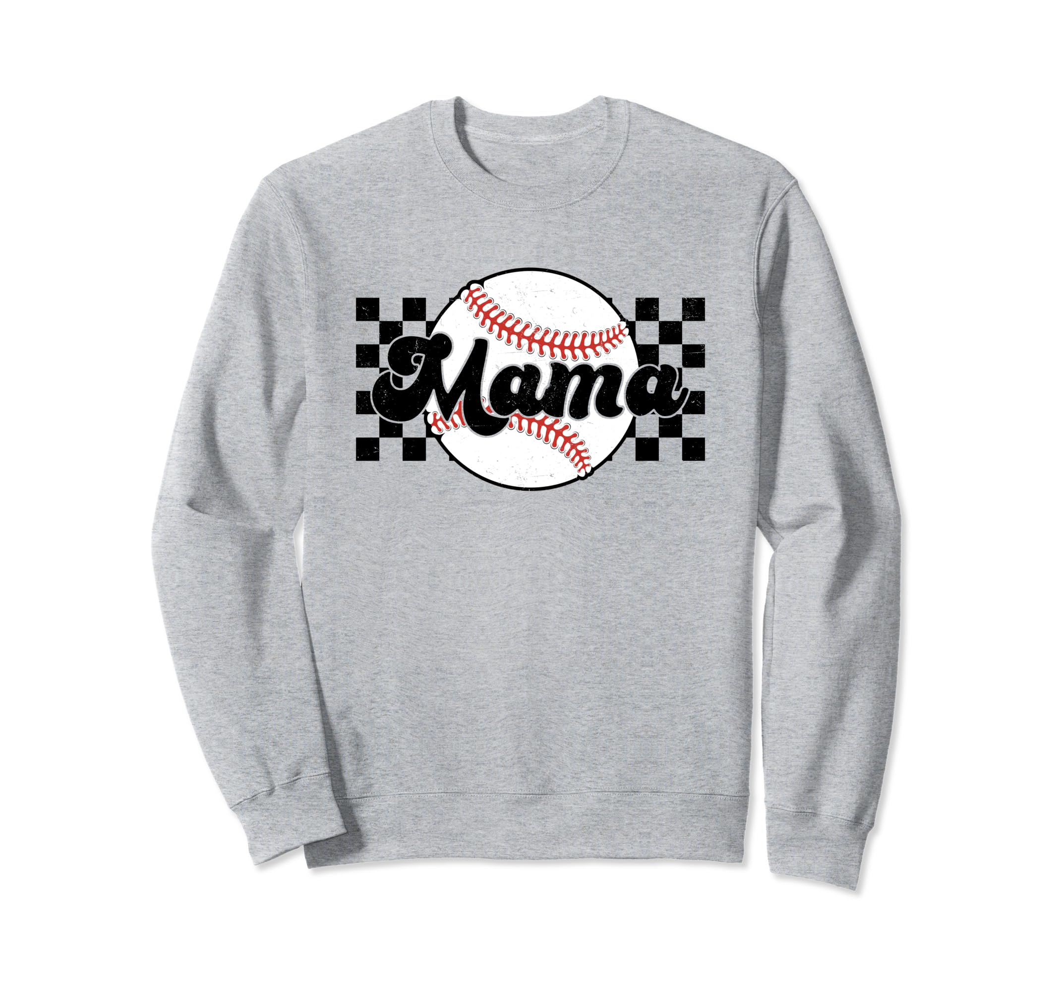 Checkered Baseball Mama Fun Baseball Sweatshirt - Custom Art Print Unisex - T-Shirt, Sweatshirt, Hoodie