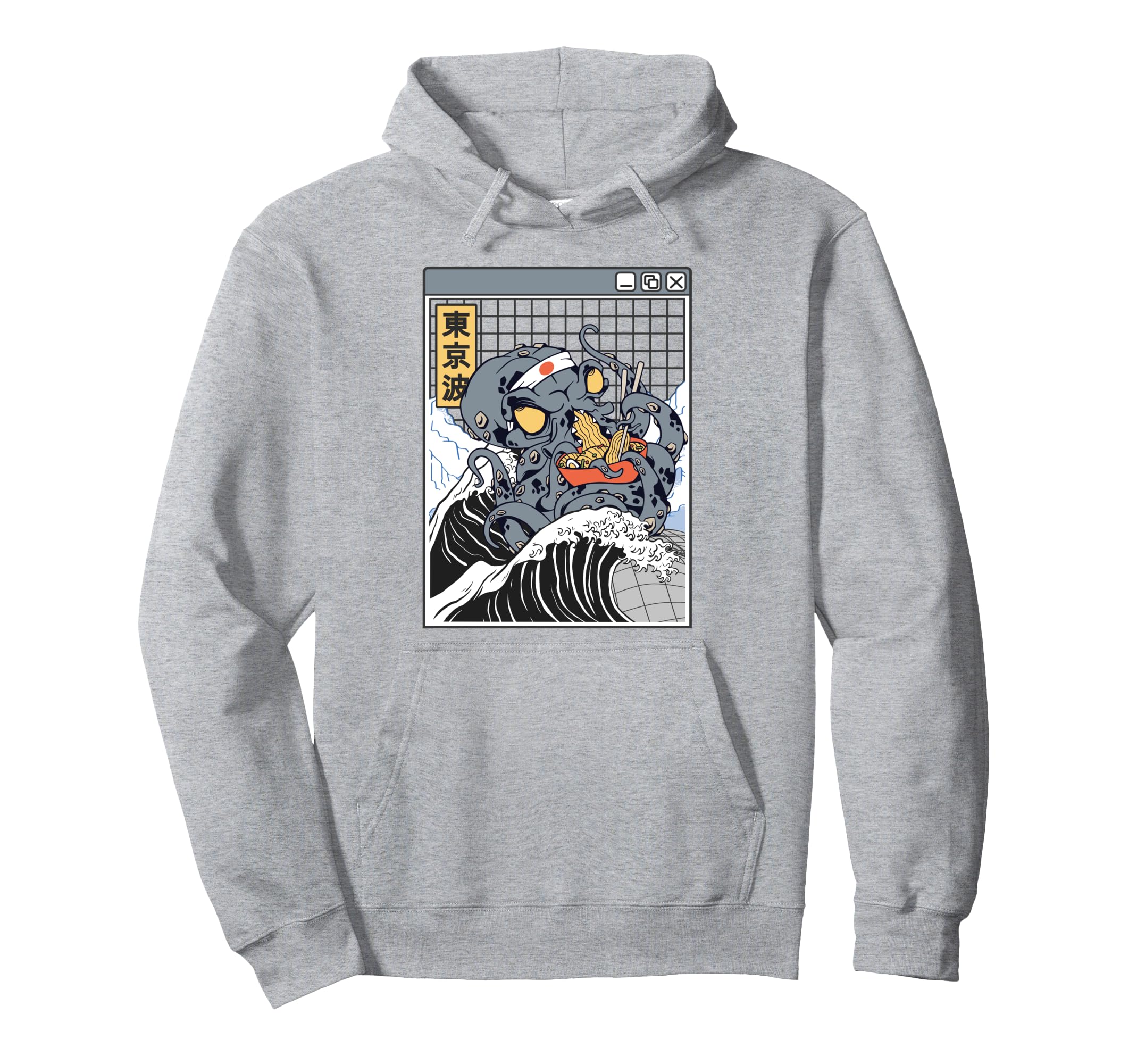 Kraken Eating Ramen Japanese Wave Octopus Hoodie - Unique Graphic Unisex - T-Shirt, Sweatshirt, Hoodie
