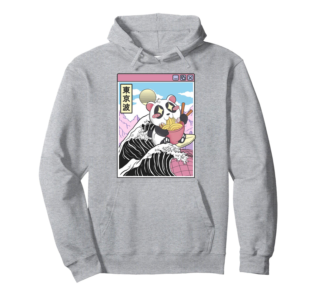 Panda Bear Ramen Japanese Wave Vaporwave Hoodie - Custom Art Print Unisex - T-Shirt, Sweatshirt, Hoodie
