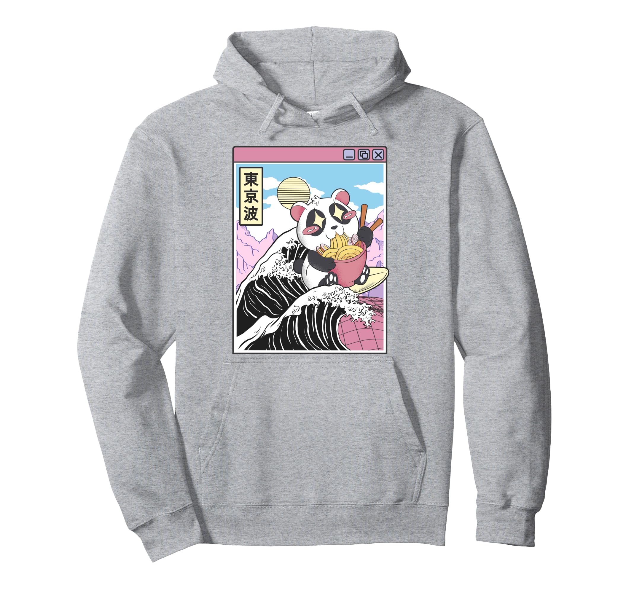 Panda Bear Ramen Japanese Wave Vaporwave Hoodie - Custom Art Print Unisex - T-Shirt, Sweatshirt, Hoodie