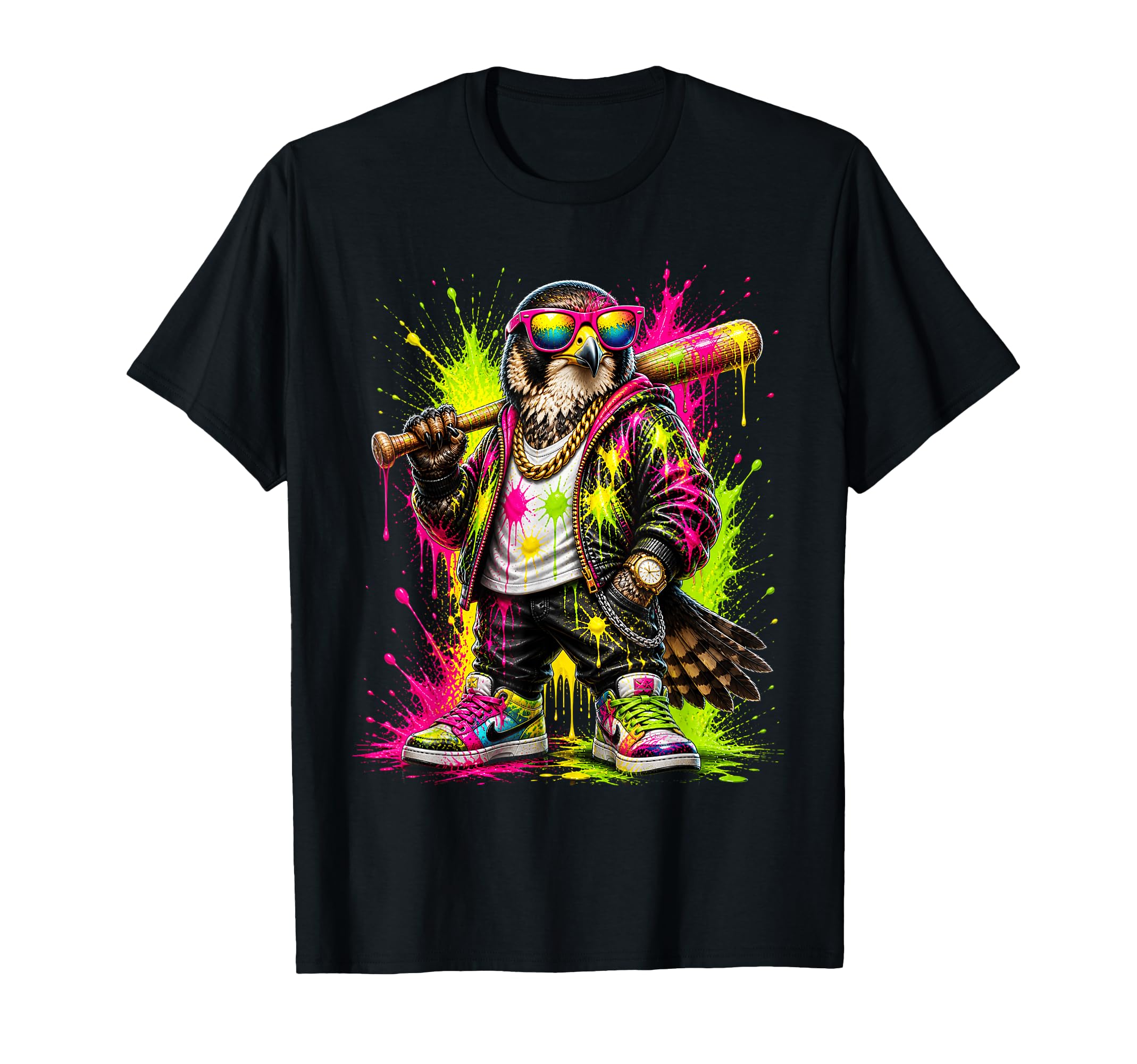 Falcon Baseball Drip Funny Animal Party T-Shirt - Unique Graphic Men Women - T-Shirt, Sweatshirt, Hoodie
