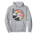 Happy Cat Eating Ramen Rainbow Kanagawa Hoodie - Aesthetic Graphic Unisex - T-Shirt, Sweatshirt, Hoodie