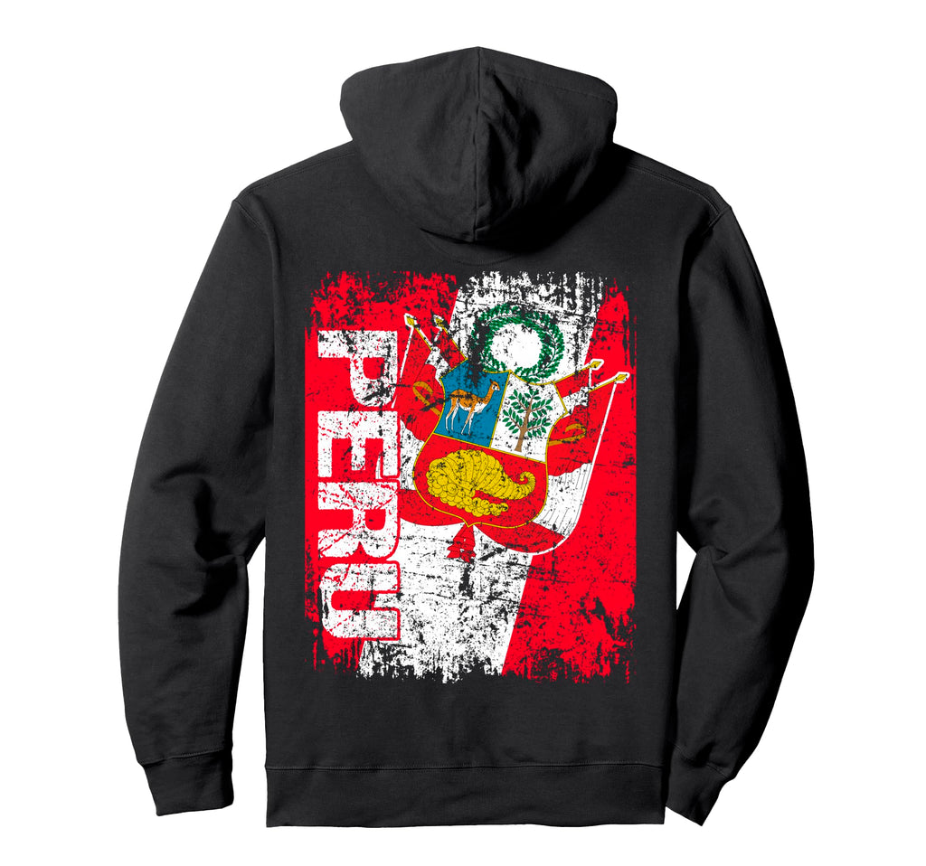 Peru Flag Distressed Peru Hoodie - Novelty Apparel Men Women - T-Shirt, Sweatshirt, Hoodie