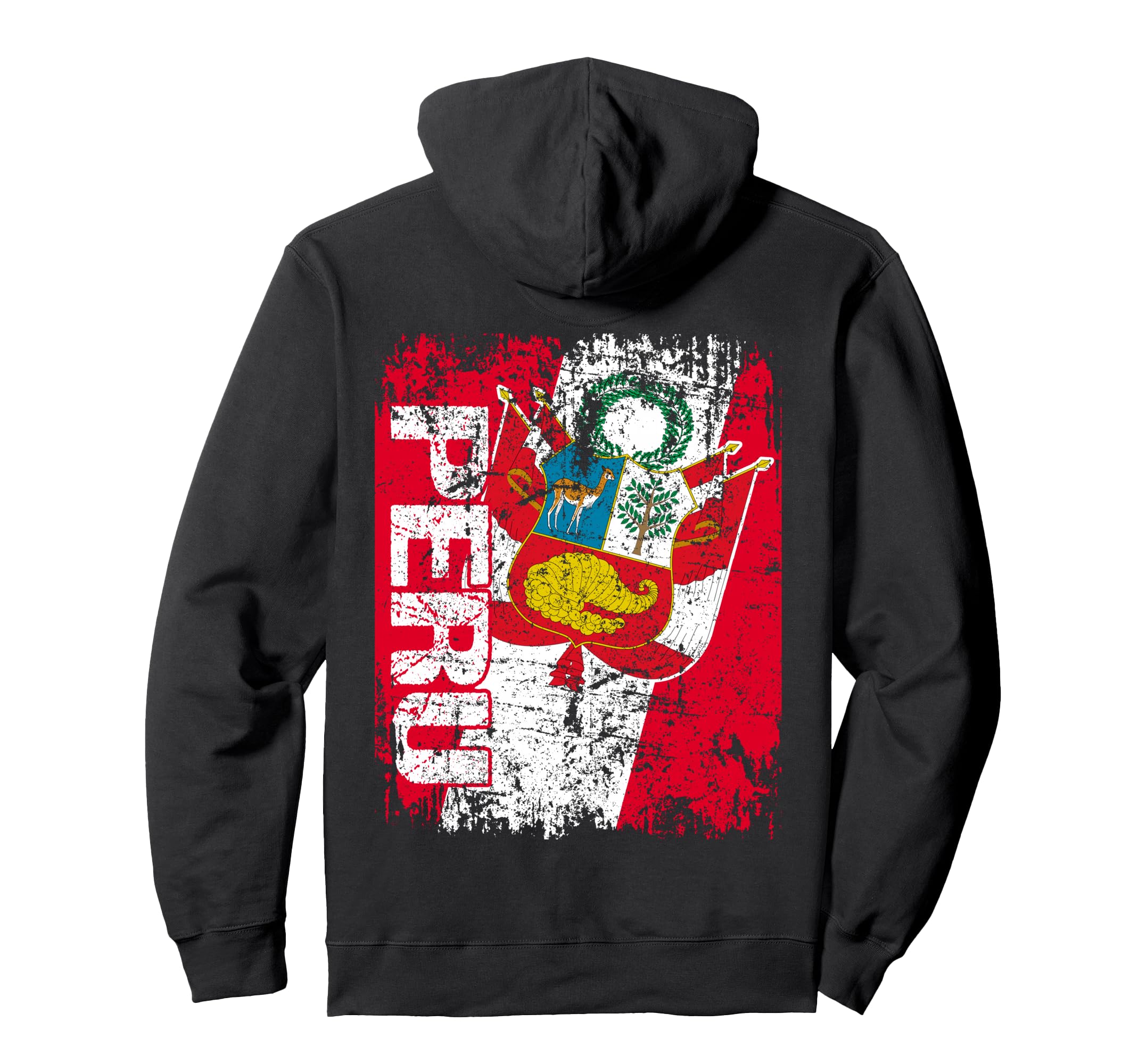 Peru Flag Distressed Peru Hoodie - Novelty Apparel Men Women - T-Shirt, Sweatshirt, Hoodie