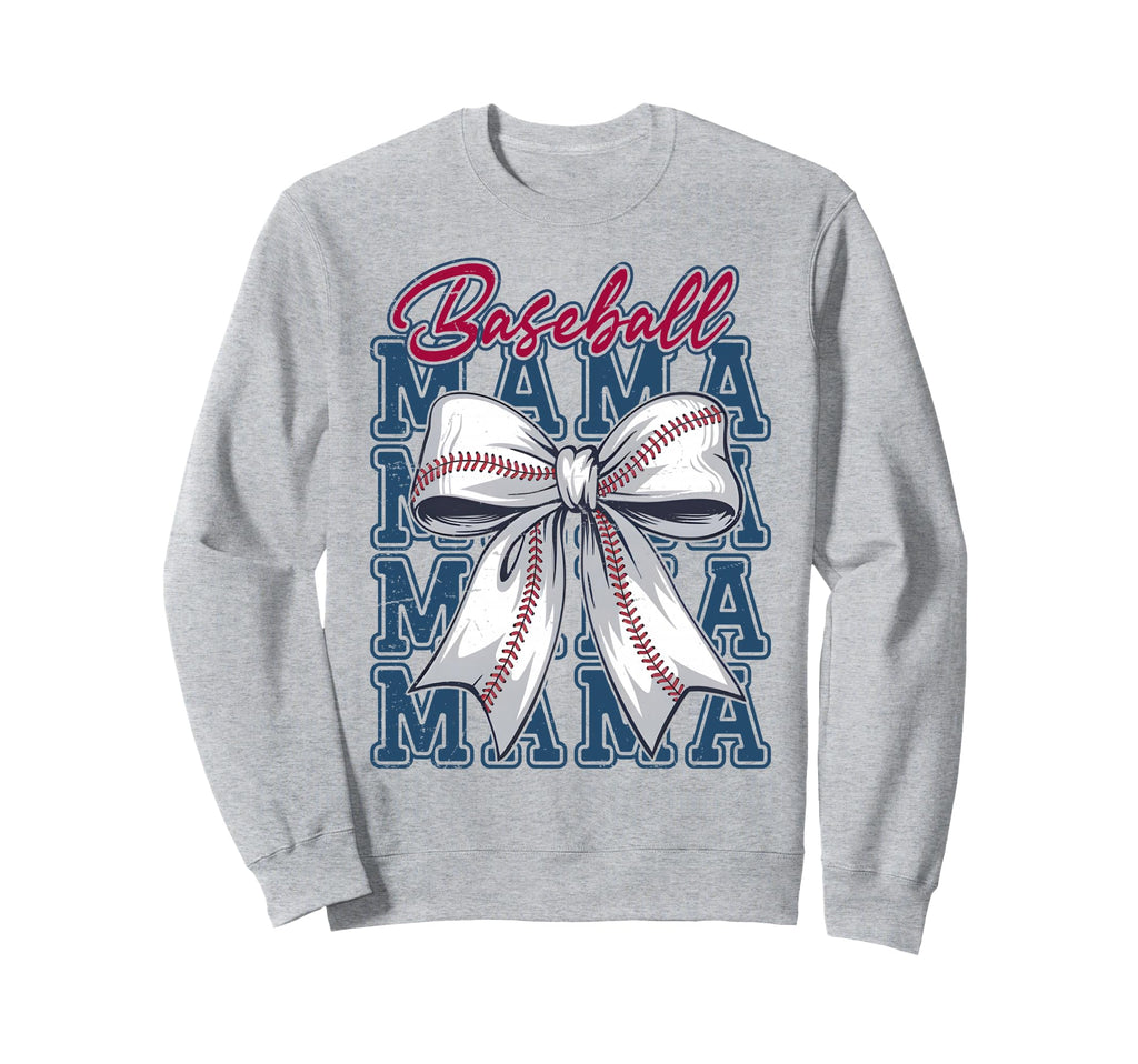 Baseball Coquette Bow Baseball Mom Game Sweatshirt - Unique Graphic Unisex - T-Shirt, Sweatshirt, Hoodie