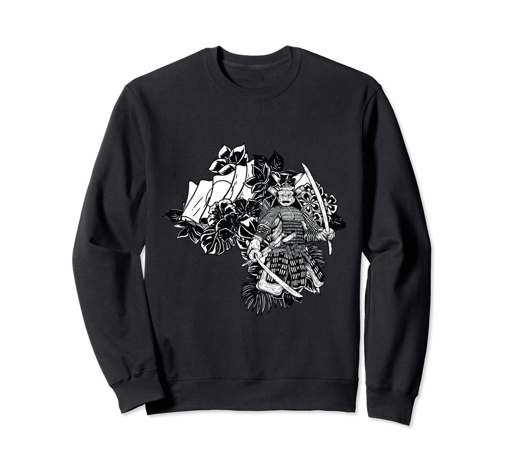 Japanese Samurai Black And White Sweatshirt - Aesthetic Graphic for Adults - T-Shirt, Sweatshirt, Hoodie