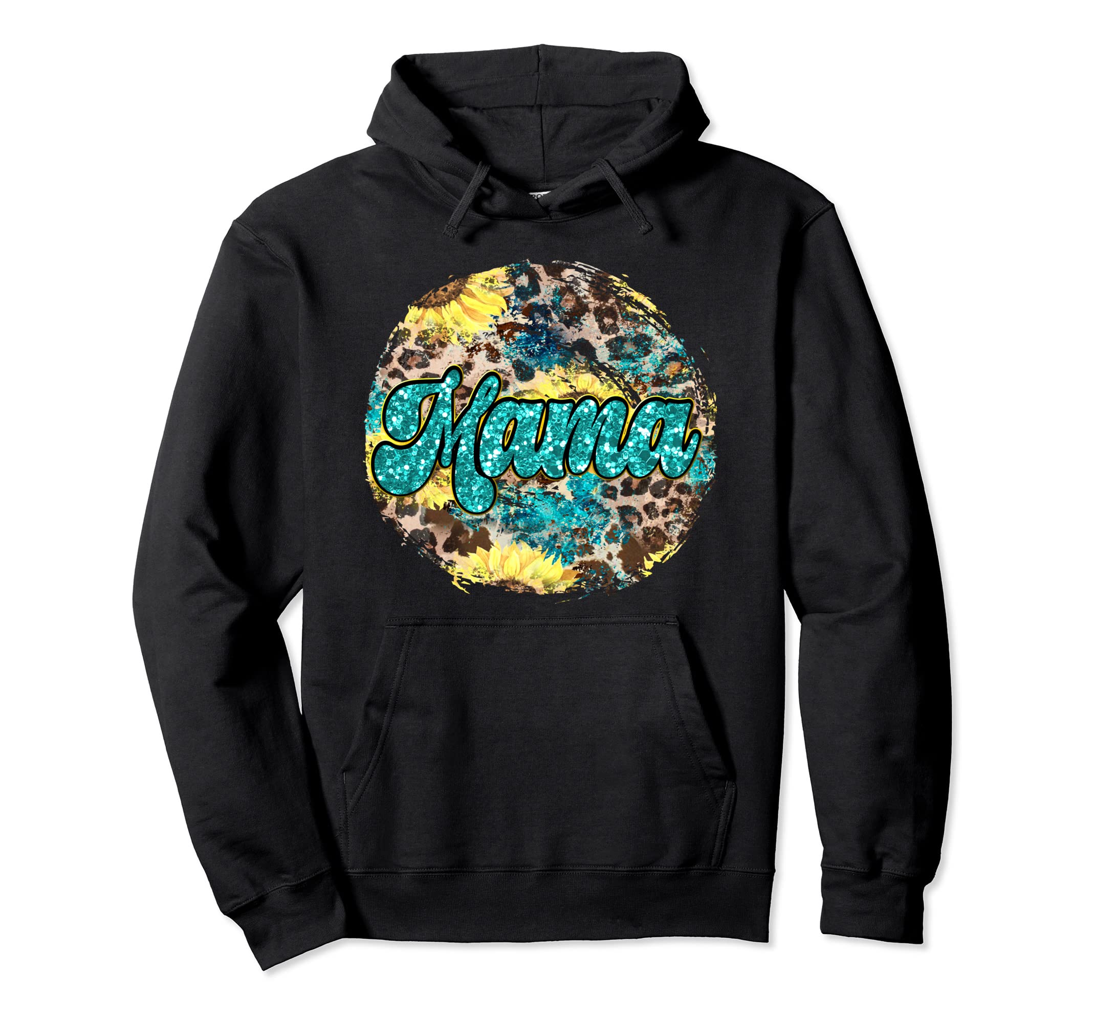 Leopard Cheetah Cowgirl Mama Distressed Hoodie - Unique Graphic for Adults - T-Shirt, Sweatshirt, Hoodie