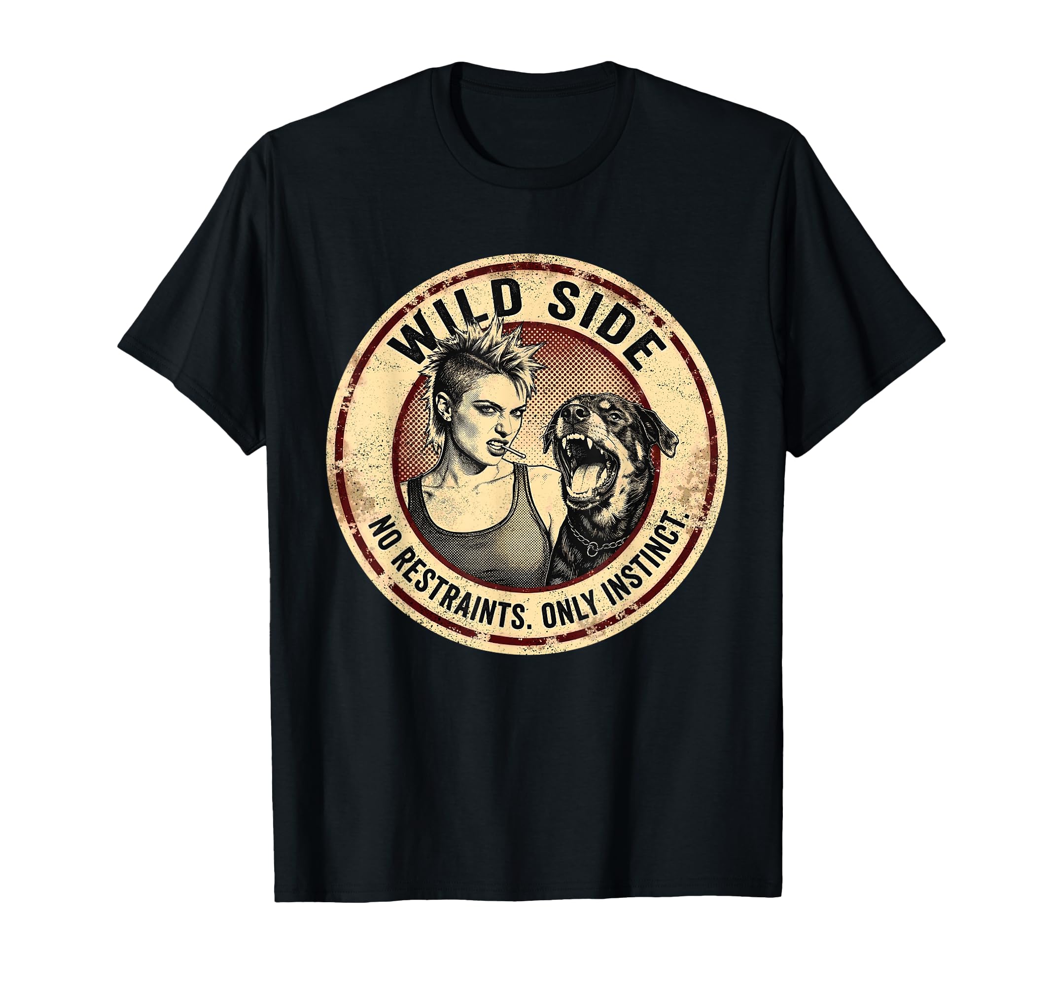 Punk And Dog 90S Grunge Badge Patch T-Shirt - Streetwear Style Unisex - T-Shirt, Sweatshirt, Hoodie