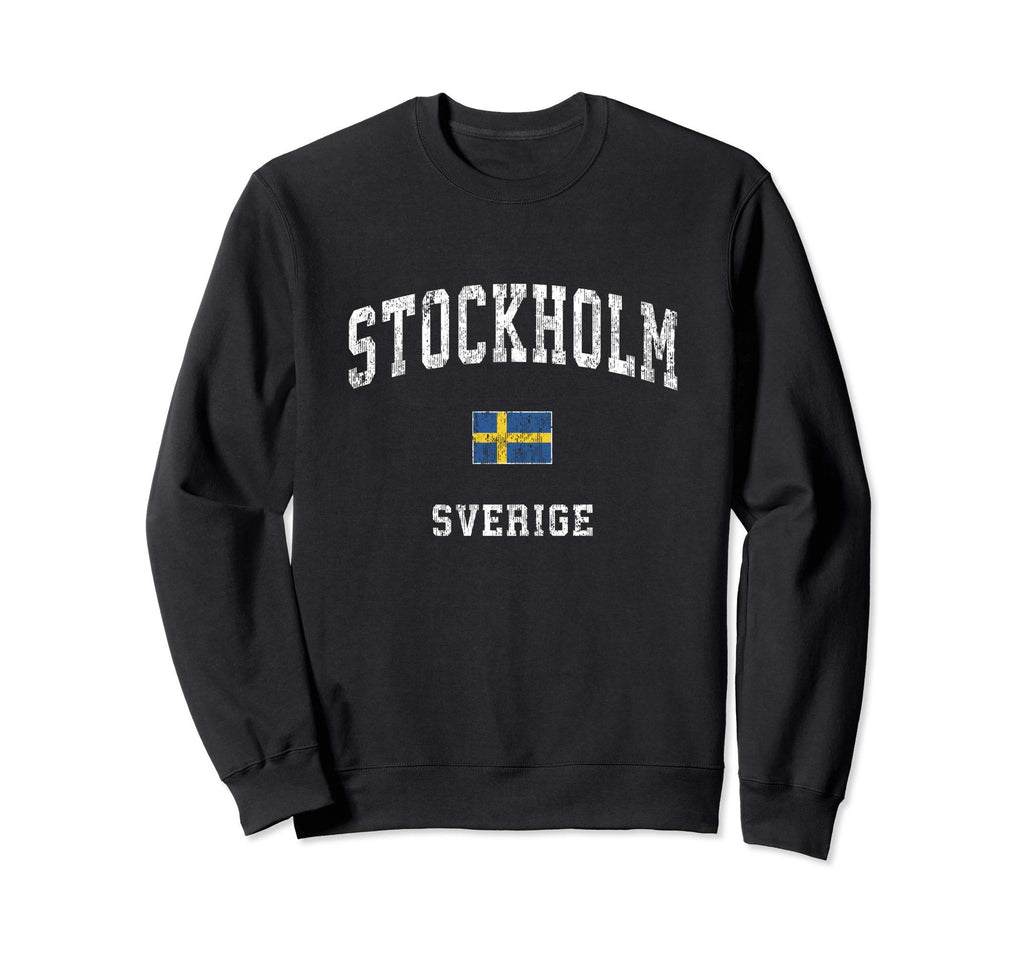 Stockholm Sweden Sverige Athletic Sweatshirt - Trendy Graphic Men Women - T-Shirt, Sweatshirt, Hoodie