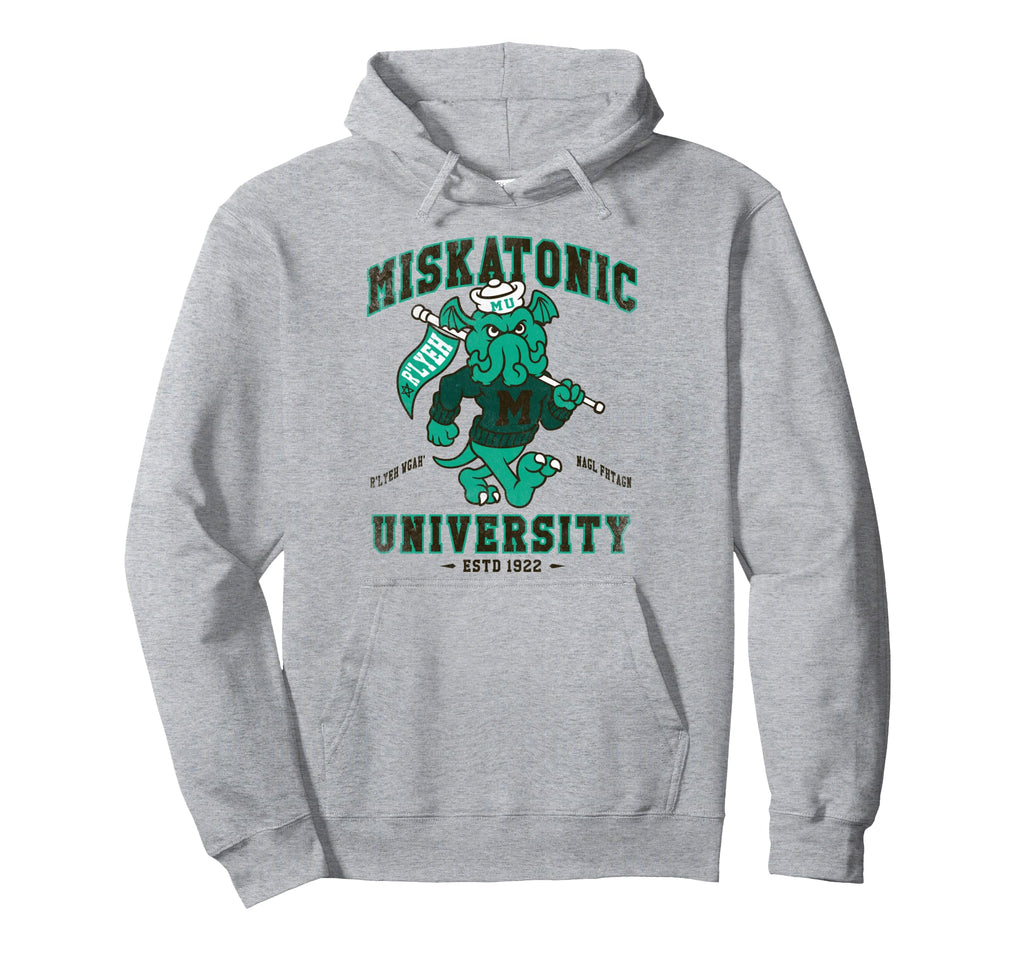 Miskatonic University Cthulhu Distressed Hoodie - Novelty Apparel Unisex - T-Shirt, Sweatshirt, Hoodie
