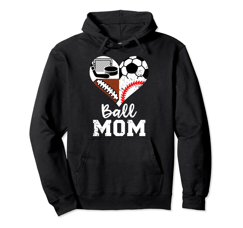 Ball Mom Funny Soccer Football Hoodie - Minimalist Print for Adults - T-Shirt, Sweatshirt, Hoodie
