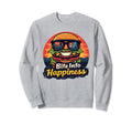 Bite Into Happiness Burger Sweatshirt - Novelty Apparel for Adults - T-Shirt, Sweatshirt, Hoodie