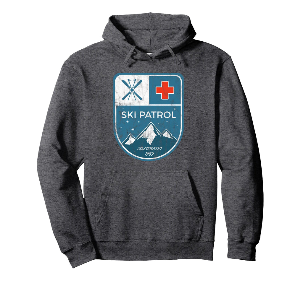 Ski Patrol Distressed Skiing Hoodie - Unique Graphic for Adults - T-Shirt, Sweatshirt, Hoodie