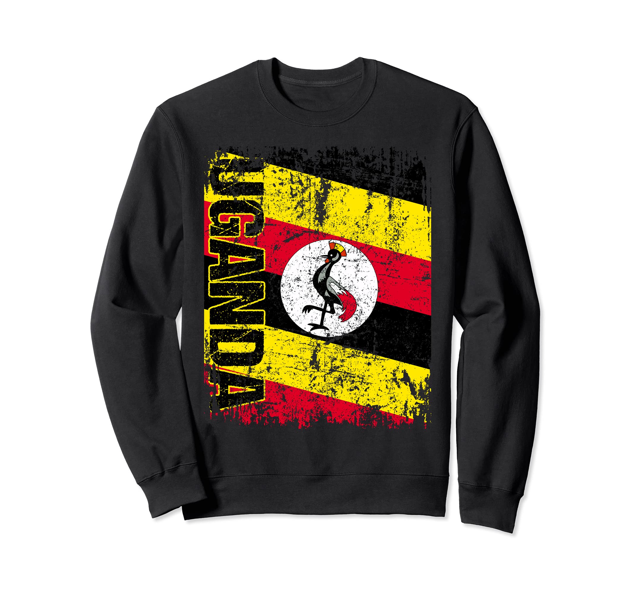Uganda Big Flag Distressed Uganda Sweatshirt - Minimalist Print for Adults - T-Shirt, Sweatshirt, Hoodie