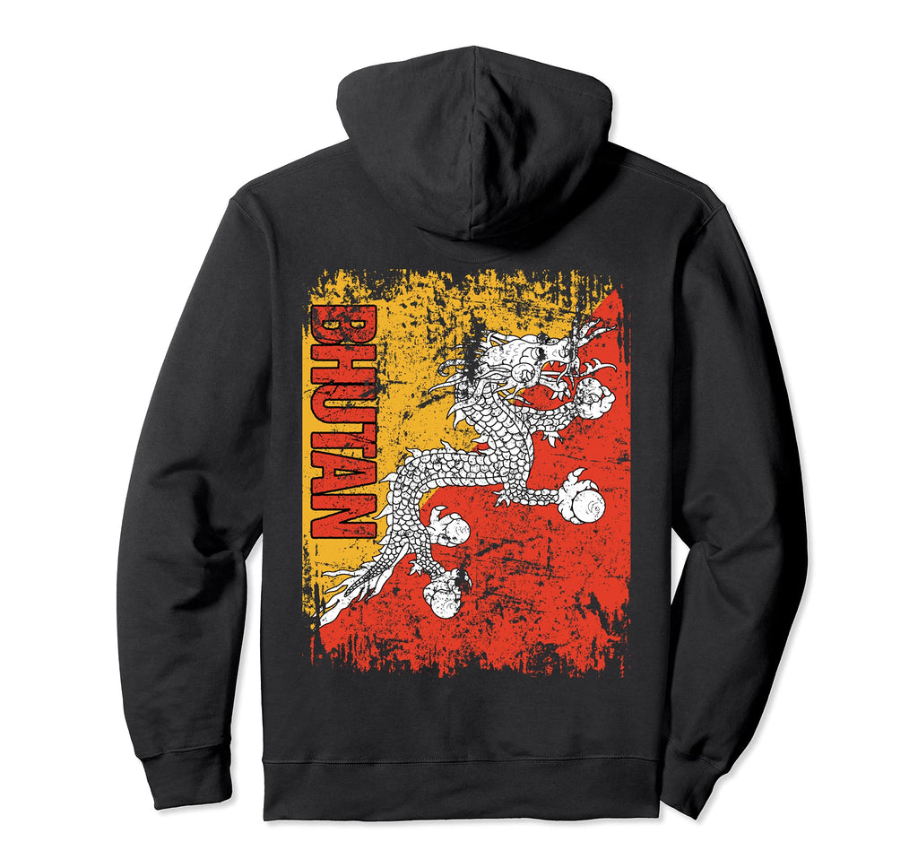 Bhutan Flag Distressed Bhutan Hoodie - Aesthetic Graphic for Adults - T-Shirt, Sweatshirt, Hoodie