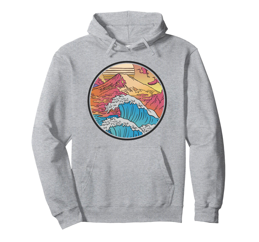 Japanese Waves Kanagawa Wave Mount Hoodie - Minimalist Print for Adults - T-Shirt, Sweatshirt, Hoodie
