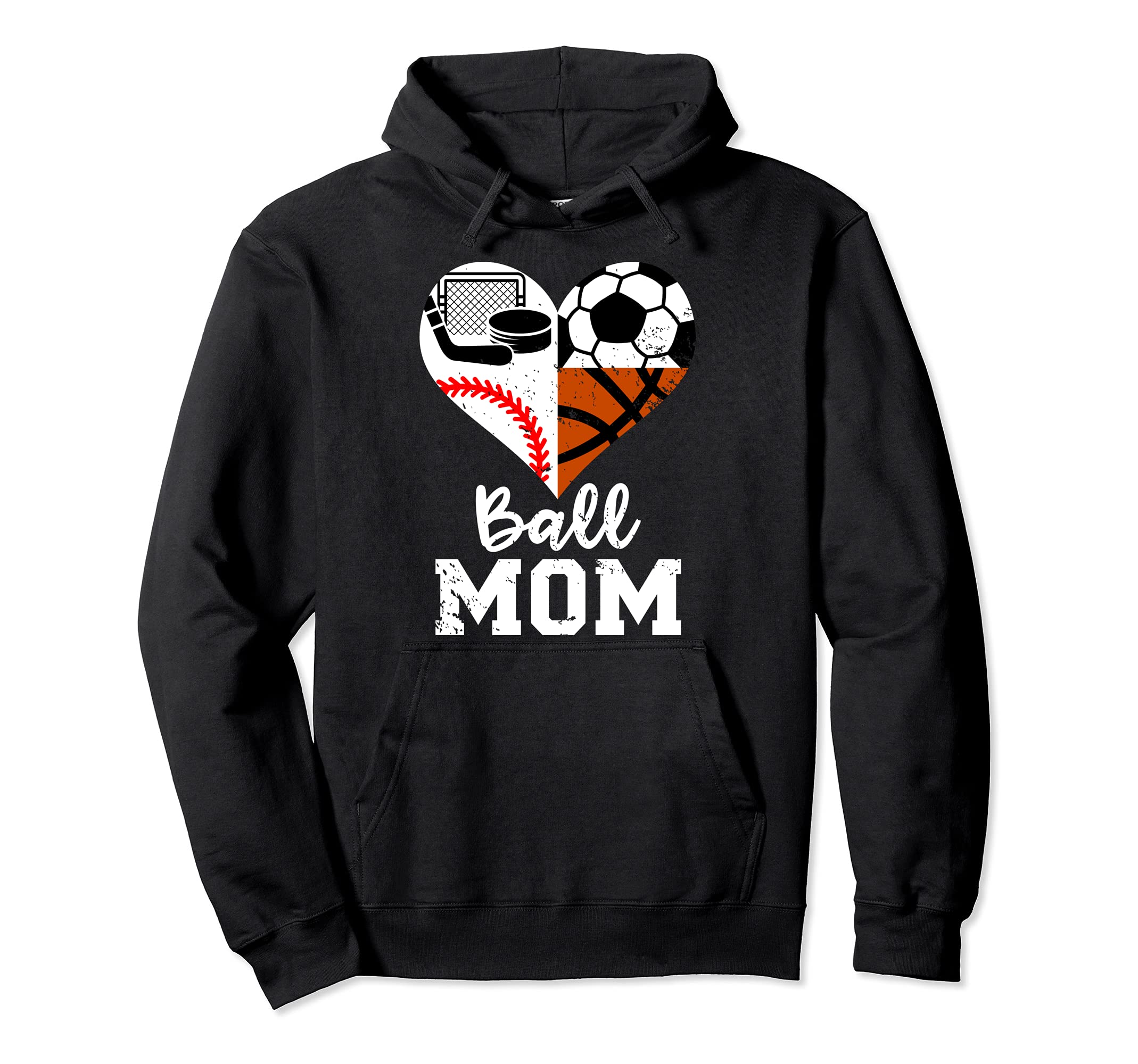 Ball Mom Funny Soccer Baseball Hoodie - Fun Novelty Design for Adults - T-Shirt, Sweatshirt, Hoodie