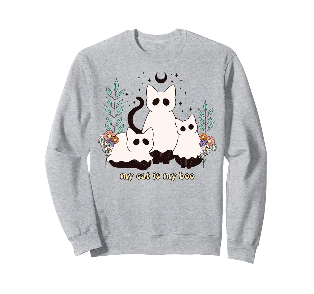 Ghost Cats Halloween Witchy Boho Sweatshirt - Streetwear Style for Adults - T-Shirt, Sweatshirt, Hoodie
