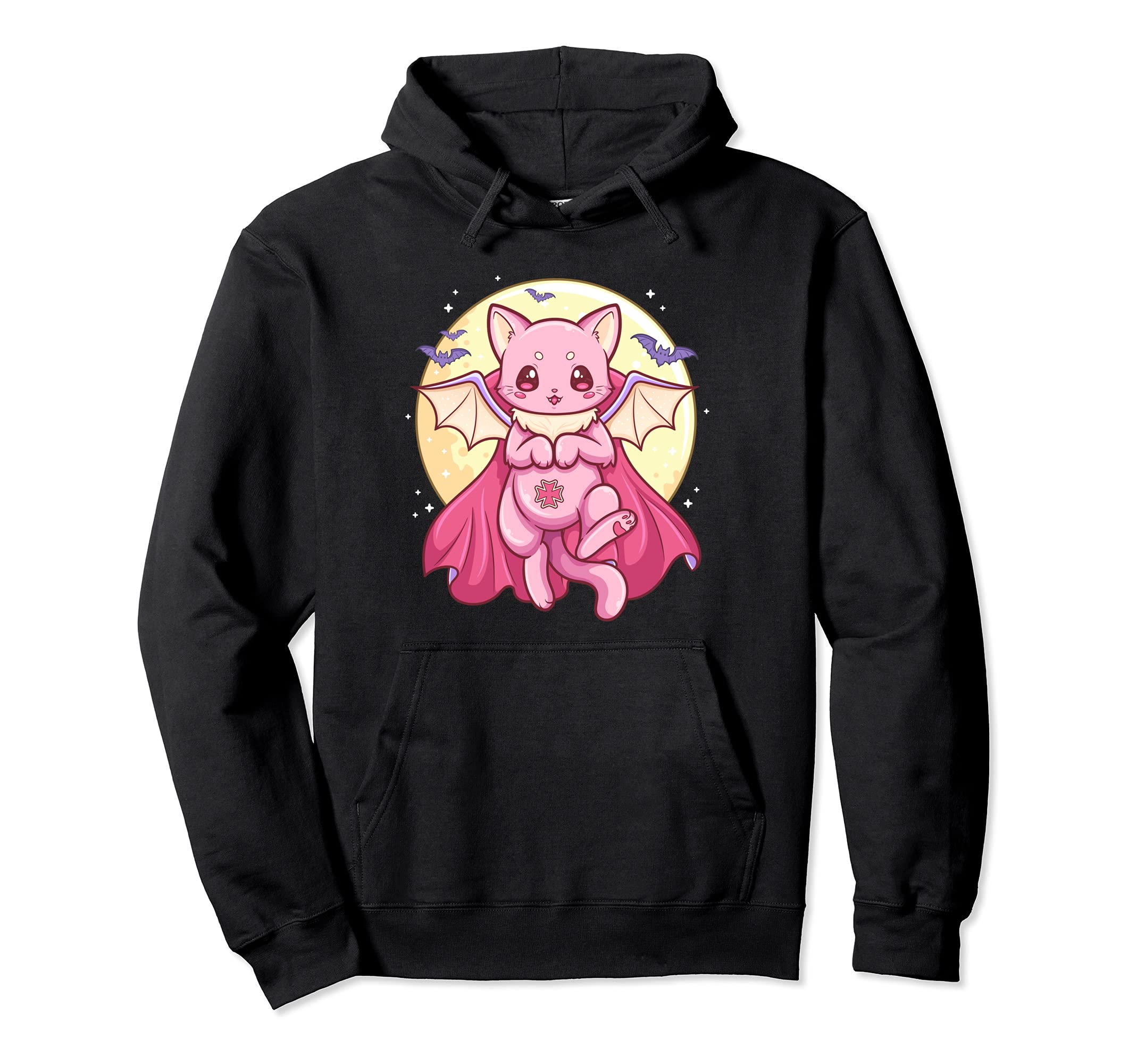 Kawaii Pastel Goth Creepy Bat Cat Hoodie - Streetwear Style for Adults - T-Shirt, Sweatshirt, Hoodie